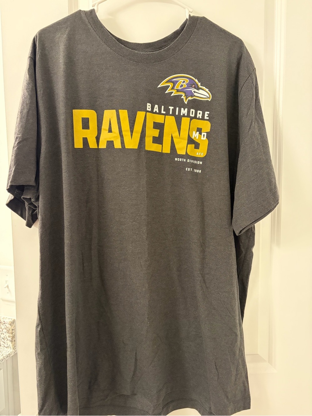 Nike Gray Baltimore Ravens Short Sleeve Logo Tee with Yellow Print